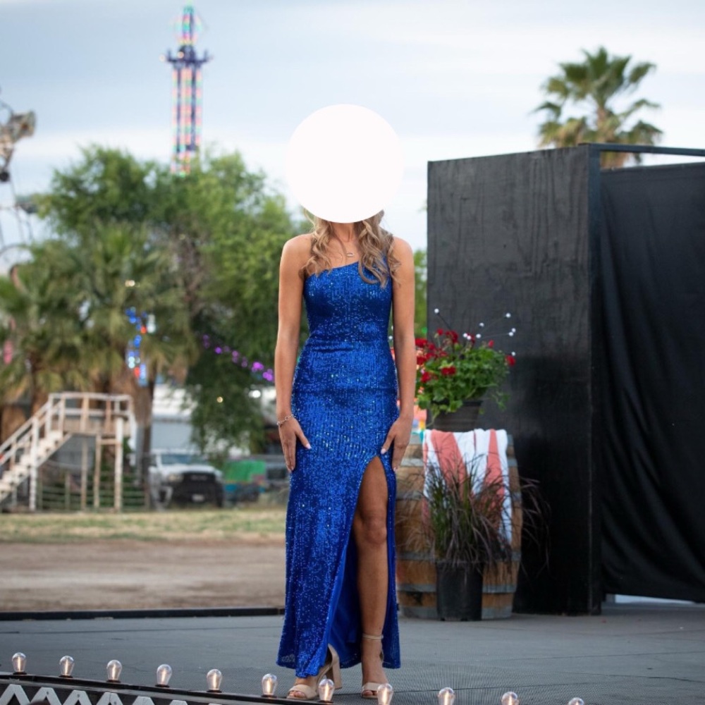 La Femme One Shoulder Sequin Dress